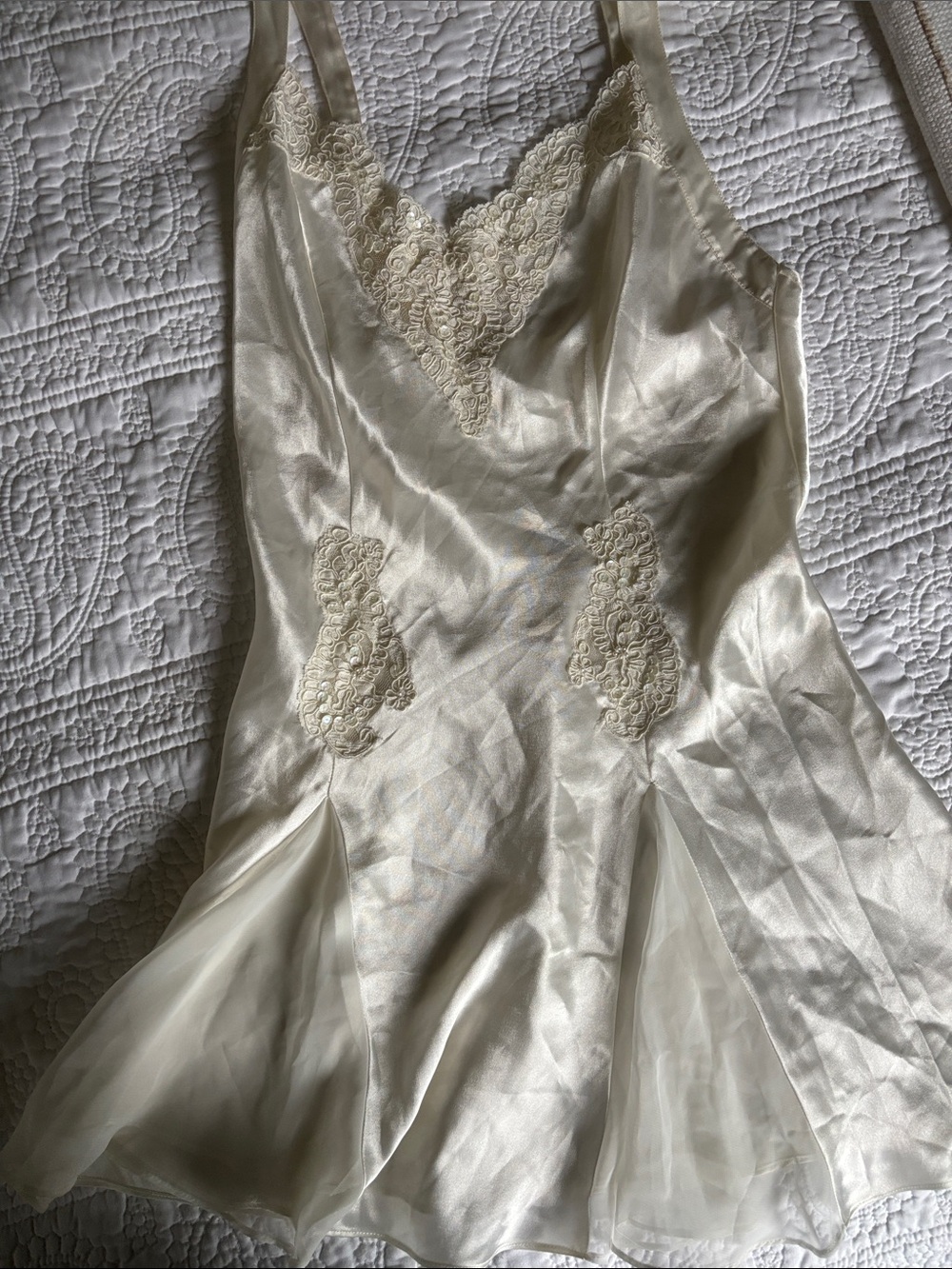 Victoria's Secret Cream Satin Lace Trim Slip lingerie
